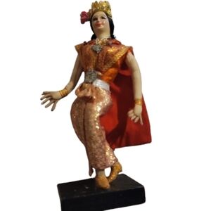 Dancer Doll Elegant Orange and Gold Dancing Figurine 1960'S